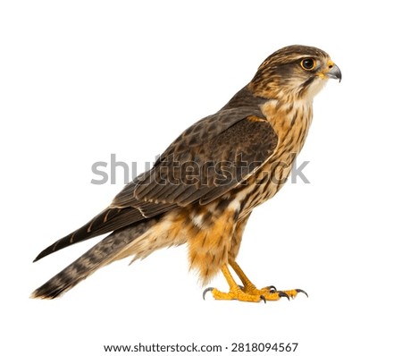 Brown Red Tailed Hawk Isolated on White Background