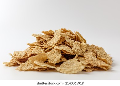 Brown rice cereal on a white background