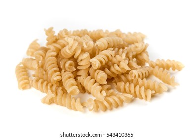 Brown Rice Fusilli Isolated On A White Background