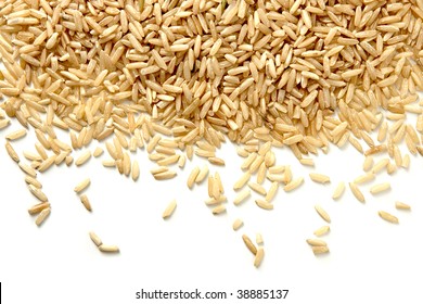 Brown Rice On White Background