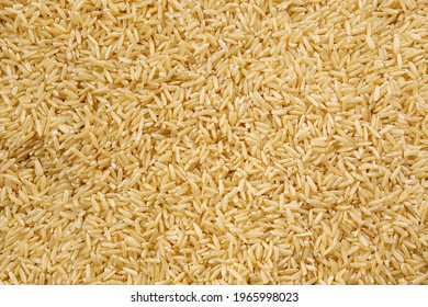 Brown Rice Texture Close-up. Healthy Food. Top View.