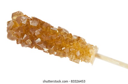 Brown Rock Sugar Candy Isolated On White Background