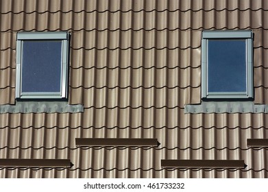 Brown roofs elements construction details with windows