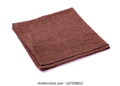 Brown Rough Napkin On A White Background