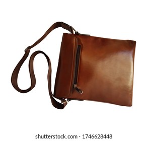 Brown Satchel For Men Isolated On White Background