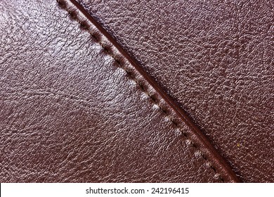 Brown Sewed Leather Texture. 