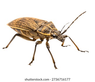 Brown shield bug insect isolated on white background