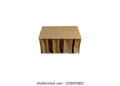 Brown shockproof cardboard protect for protection the product from jolt, breakage and damage isolated on white background with clipping path. - Shutterstock ID 2258593801