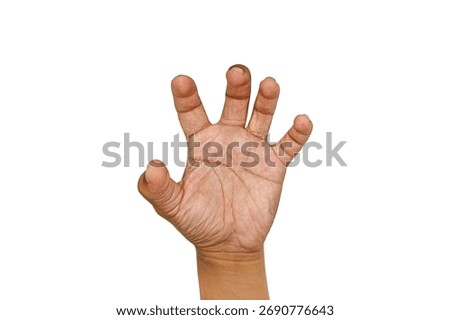 Brown Skinned Hand with Craw Gesture Isolated on White Background