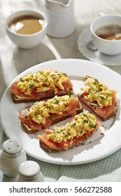 Brown Soda Bread With Scrambled Eggs And Salmon 