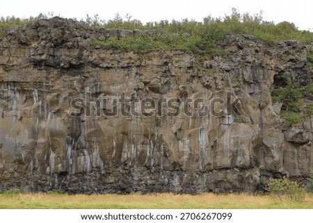 brown stone wall pattern background, Asbyrgi Vesturdalur in Iceland