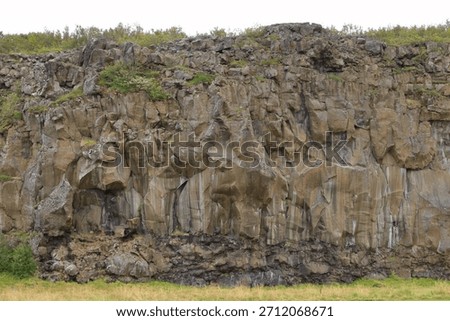 brown stone wall pattern background, Asbyrgi Vesturdalur in Iceland