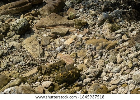 brown stones and rocks from above, closeup texture