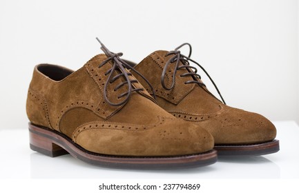 Brown Suede Derby Wingtip Brogue Shoes