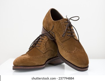 Brown Suede Derby Wingtip Brogue Shoes