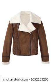 brown suede jacket with shearling collar 