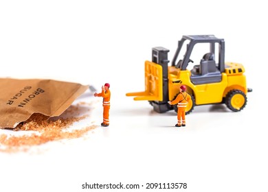 Brown Sugar Bag On White Background.