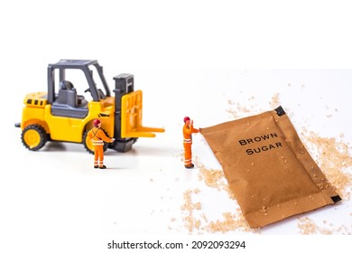 Brown Sugar Bag On White Background.