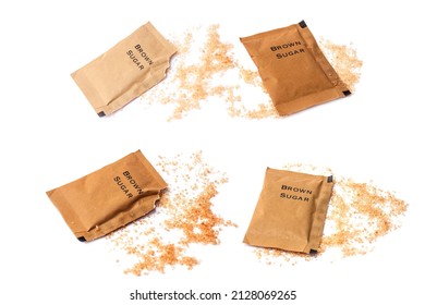 Brown Sugar Bag On White Background.