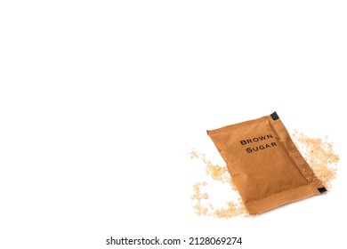 Brown Sugar Bag On White Background.