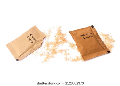 Brown Sugar Bag On White Background.