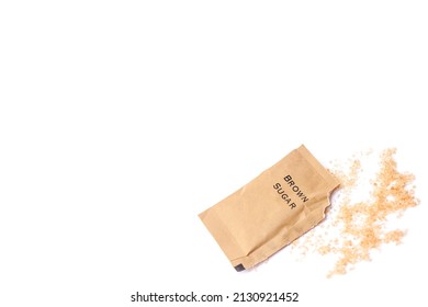 Brown Sugar Bag On White Background.