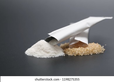 Brown Sugar And Creamer Packet Used In Coffee.