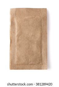 Brown Sugar Packet On White Background  Isolated With Clipping Path