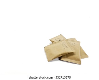 Brown Sugar Packets White Background