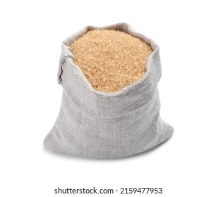 Brown Sugar In Sack Isolated On White