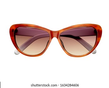 Brown Sunglasses On White Background