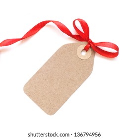 Brown Tag With Red Ribbon Bow