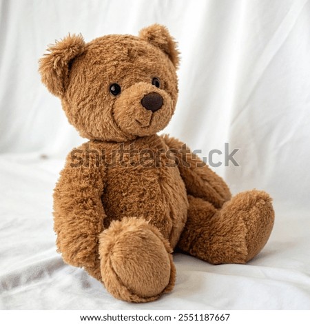 Brown teddy bear isolated in front of a white background