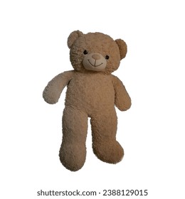 Brown teddy bear isolated on white background.