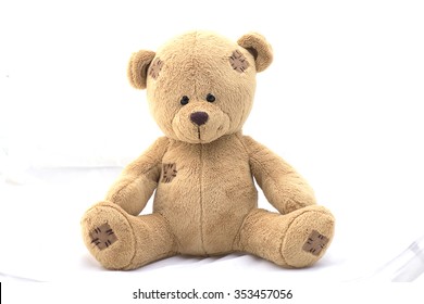 Brown Teddy Bear On White Background.