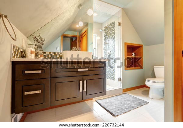 Brown Vanity Cabinet Mirror Glass Door Stock Photo Edit Now