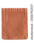 Brown velvet fabric jacket patch pocket isolated on white background