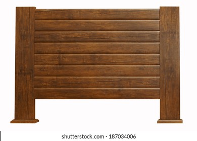 Brown Vintage Wooden Headboard Isolated On White