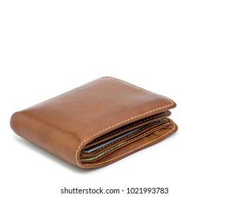 Brown Wallet Isolated On White Background.