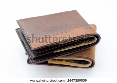 Brown wallet on white background.