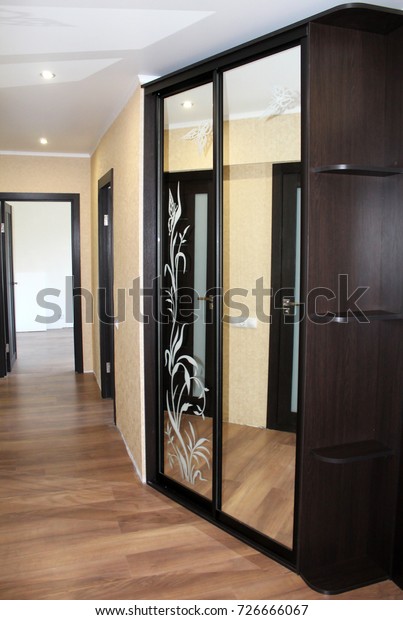 Brown Wardrobe Sliding Glass Doors Hallway Stock Photo Edit Now