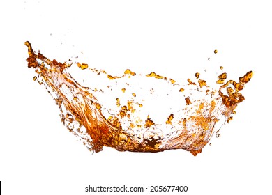 Brown Water Splash On White Background.