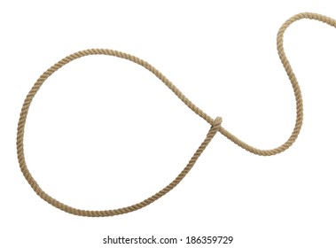 Brown Western Cowboy Lasso Rope Isolated On White Background.
