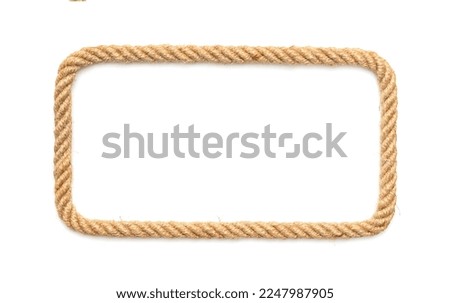 Brown western rope in a rectangle frame shape on white background