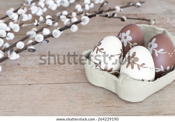 Brown White Easter Eggs Egg Tray Stock Photo Edit Now 264229190