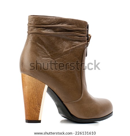 Brown women boot isolated on white background.