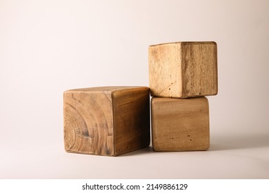 brown wood cube 3 piece