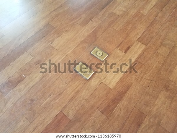 Brown Wood Floor Electrical Outlets Stock Photo Edit Now