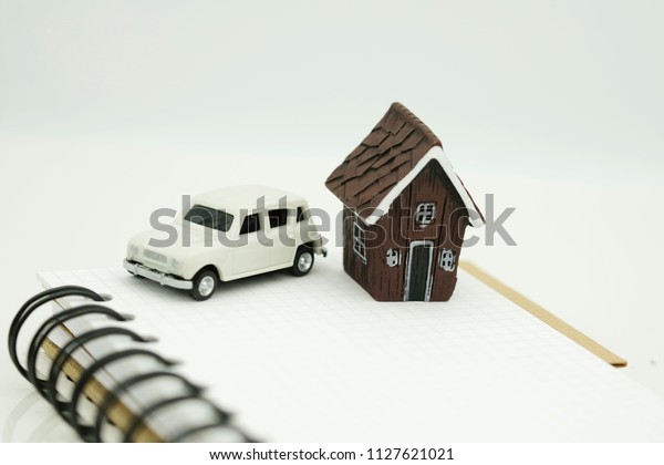 Brown Wood House White Car On Stock Photo Edit Now 1127621021