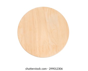 Brown Wooden Board Isolate On White With Clipping Path - Wood Sign Tag - Round Shape